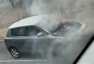 Firefighters called to car fire on busy route