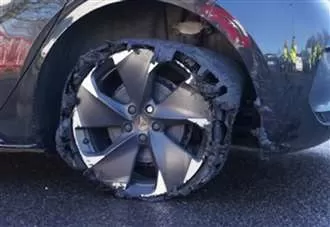 Seriously damaged tyre discovered during safety operation