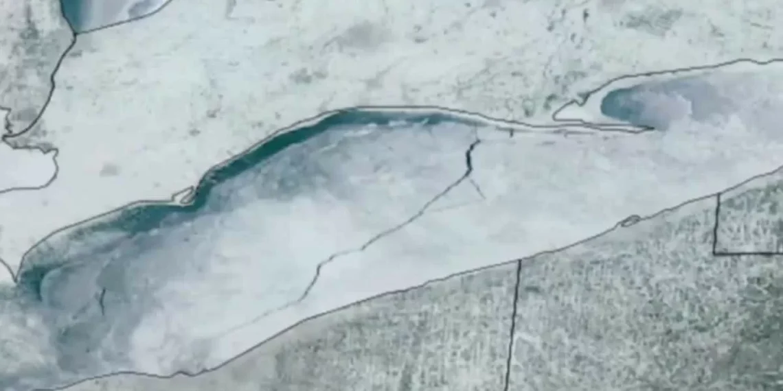 130-Km Crack Splits Frozen Lake Erie Between US And Canada, Visible From Space